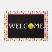 Paillasson Multicolore, Pickleball Paddle & Balls, Bienvenue (Devant)
