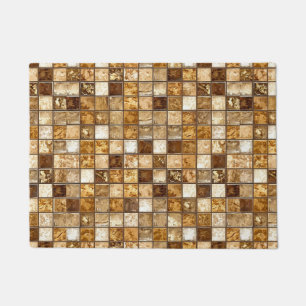 Paillasson Mur de carrelage mosaïque marron et beige