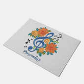 Paillasson Musique Clef Note Fleurs orange Notes musicales (Incliné)
