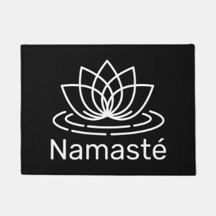 Paillasson Namasté lotus flower accueil moderne noir et blan