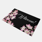 Paillasson Natte bienvenue de fleurs blanches roses (Incliné)