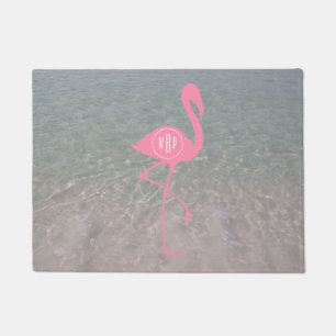 Paillasson Natte de Flamant rose de rose de monogramme de