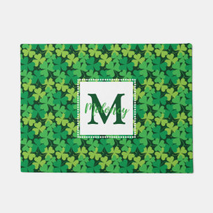Paillasson Natte irlandaise de shamrocks de monogramme