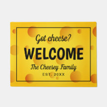 Natte jaune drôle d'accueil de famille de fromage