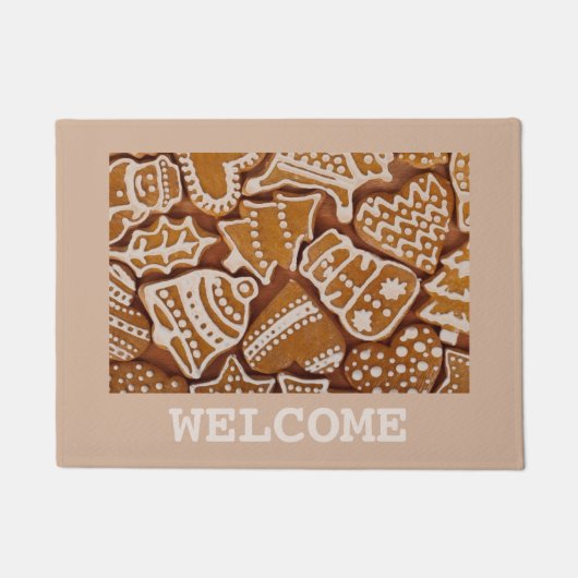 Paillasson Natte mignonne de vacances de Noël de pain d'épice (Devant)