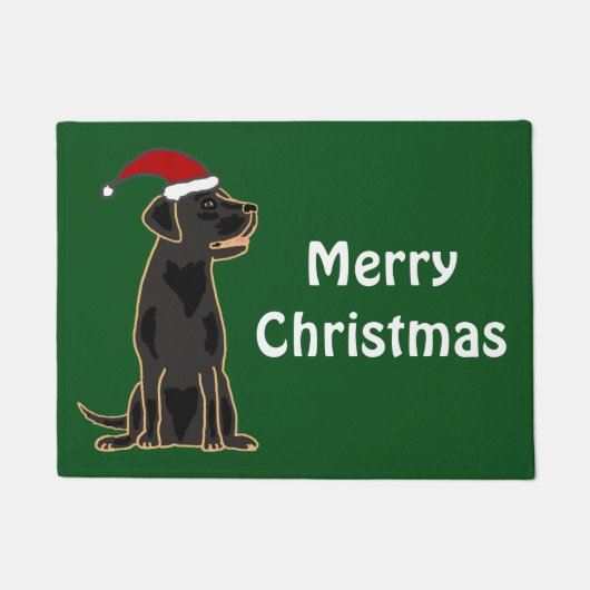 Paillasson Natte noire de Noël de chien de Labrador (Devant)
