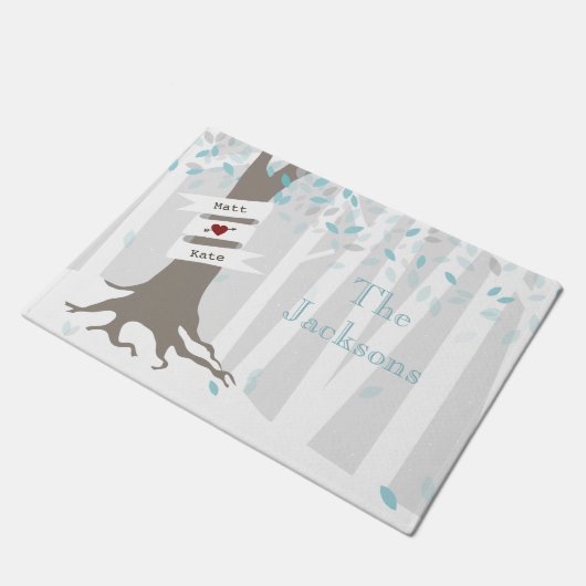 Paillasson Natte personnalisée par forêt d'hiver - bleu (Incliné)