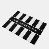 Paillasson Natte rayée noire et blanche personnalisée (Incliné)