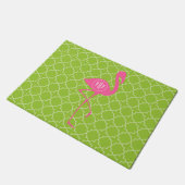 Paillasson Natte verte de Flamant rose de rose de monogramme (Incliné)