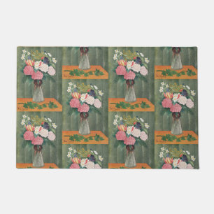 Paillasson Nature morte florale rose vintage de Henri Roussea