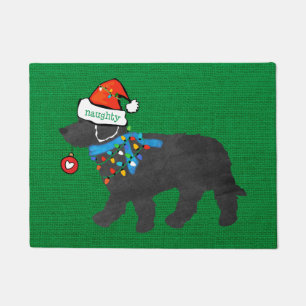 Paillasson Naughty Christmas Labradoodle Xmas Green Burlap