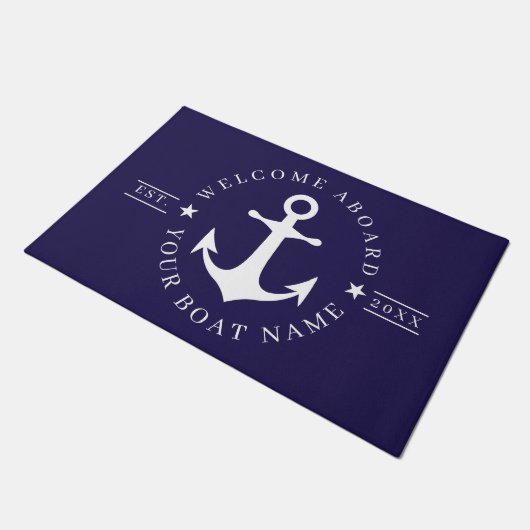 Paillasson Nautical Anchor Custom Boat Name Welcome Doormat (Incliné)
