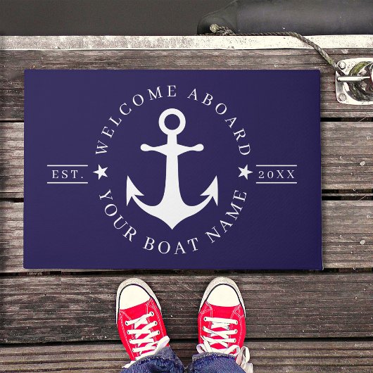 Paillasson Nautical Anchor Custom Boat Name Welcome Doormat