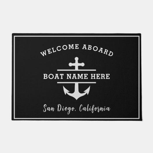 Paillasson Nautical Anchor Welcome Aboard Personalized (Devant)