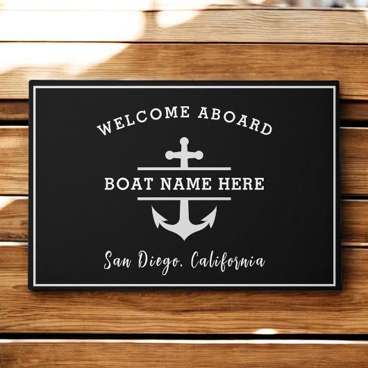 Paillasson Nautical Anchor Welcome Aboard Personalized