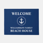 Paillasson Nautical Beach House Nom de famille Blue Welcome (Devant)