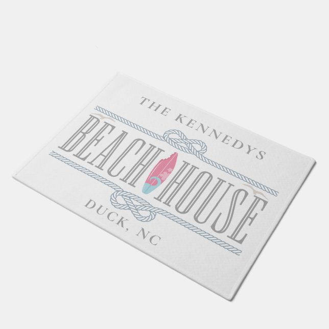 Paillasson Nautical Beach House Nom Monogrammé (Incliné)