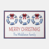 Paillasson Nautical Christmas Life Preservers With Bows (Devant)
