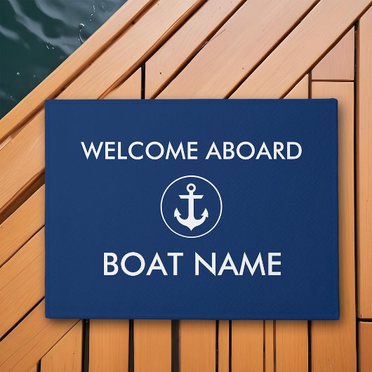 Paillasson Nautical Marine Blue Welcome Nom du bateau Mat de 