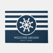 Paillasson Nautical Navy Blue Custom Boat Nom Bienvenue à bor (Devant)