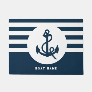 Paillasson Nautical Navy Blue Custom Boat Nom Bienvenue à bor