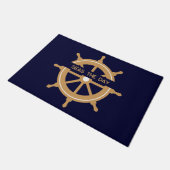 Paillasson Nautical Navy Blue Wheel Custom Name (Incliné)