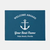 Paillasson Nautical Ocean Blue Custom Boat Name Ancre (Devant)