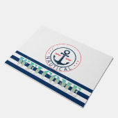 Paillasson Nautique, Nom du bateau, Ancre Bleu de la Marine (Incliné)