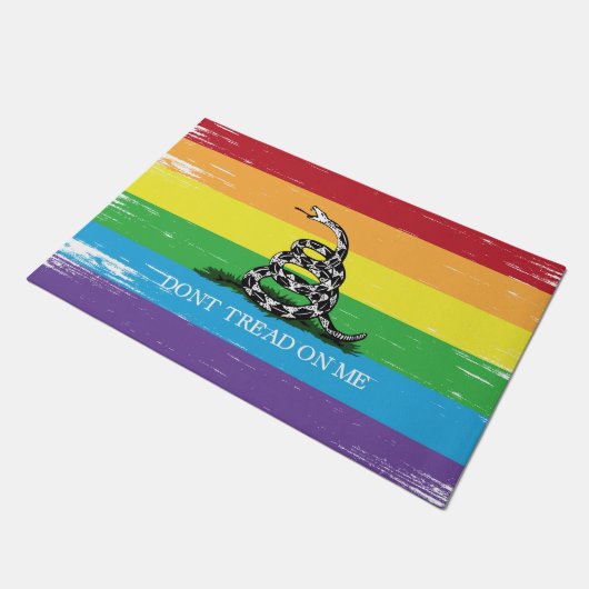 Paillasson Ne marchez pas sur moi la grunge d'arc-en-ciel du (Incliné)