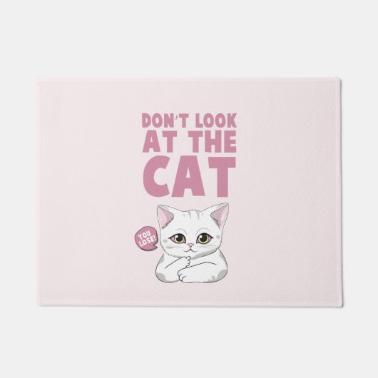 Paillasson Ne regardez pas le chat - Drôle chat blanc (Devant)