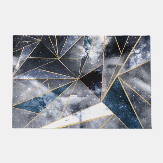Paillasson Nebula Galaxie moderne Triangles géométriques d'or (Devant)