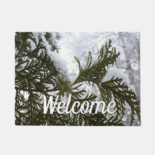 Paillasson Neige sur les branches À feuillage persistant (Devant)