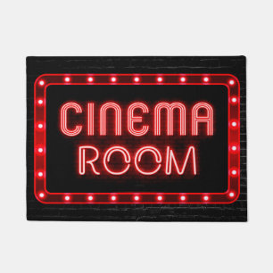 Paillasson Neon Effet rouge Accueil Cinéma Salle mat de porte