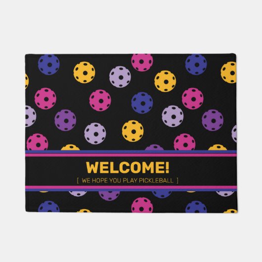 Paillasson Neon sur le pickleball noir, texte personnalisé (Devant)