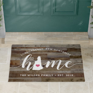 Paillasson New Hampshire Home State Personnalisé Look Bois