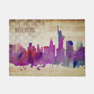 Paillasson New York City, horizon de ville d'aquarelle de NY