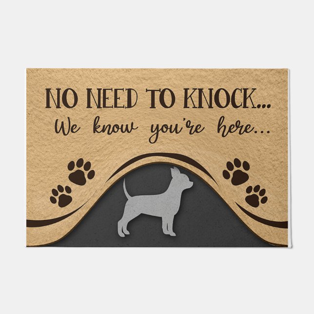 Paillasson No Need To Knock Mat, Funny Chihuahua Design (Devant)