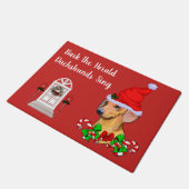 Paillasson Noël à Père Noël Dachshund (Incliné)