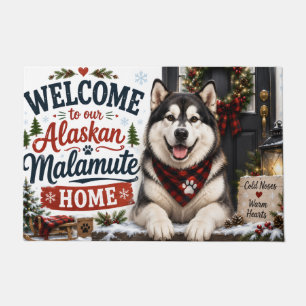 Paillasson Noël Alaskan Malamute Bienvenue à la Maison Vacanc
