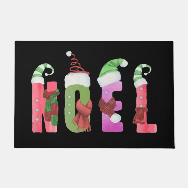 Paillasson Noel Aquarelle Style Elfe Noël (Devant)