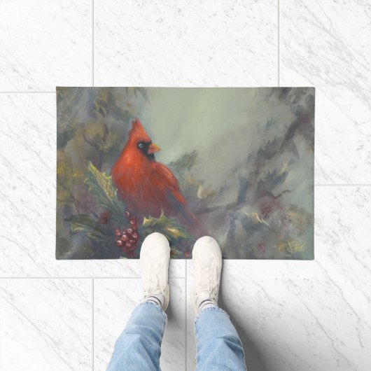 Paillasson "Noël arrive" Cardinal (Intérieur)