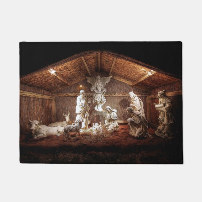 Paillasson Noël Avent Jésus Nativité Manger Scène (Devant)