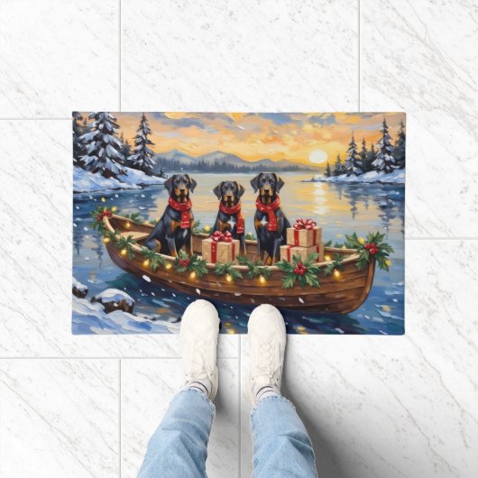 Paillasson Noël Bateau de vacances Weimaraner (Intérieur)