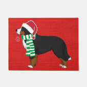 Paillasson Noel Bernese Mountain Dog Red Burlap (Devant)