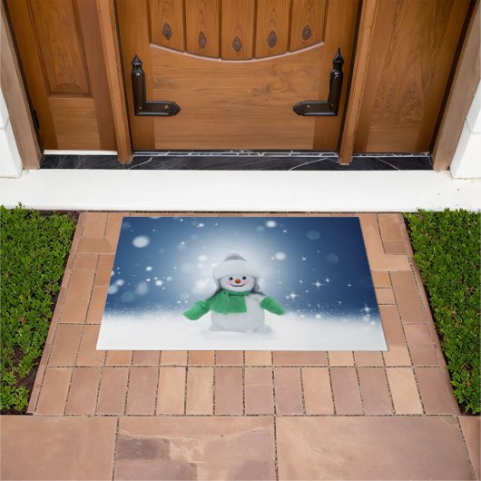 Paillasson Noël bonhomme de neige SlipperyJoe foulard vert m (De plein air)