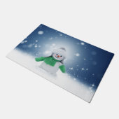 Paillasson Noël bonhomme de neige SlipperyJoe foulard vert m (Incliné)