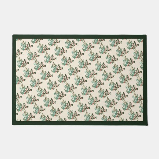 Paillasson Noël botanique vert classique (Devant)