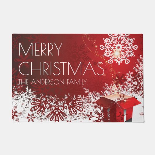 Paillasson Noël cadeau surprise flocon hiver (Devant)