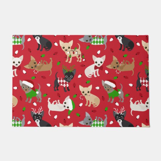 Paillasson Noël Chihuahua Tous les manteaux (Devant)