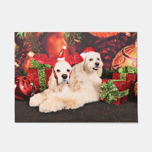 Paillasson Noël - cocker - Toby, Havanese - peu de T (Devant)